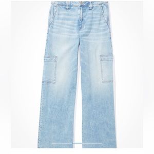 NWOT AE Dreamy Drape Stretch Super
High-Waisted Cargo Baggy Wide-Leg Jean